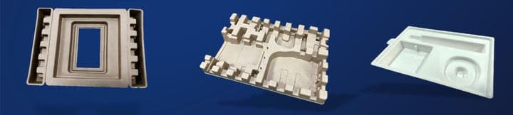 Dry press molded pulp trays